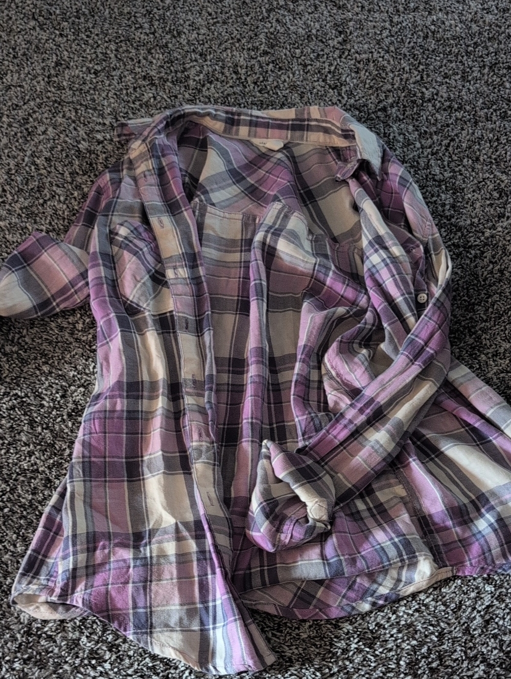 Aeropostale Purple and Gray Plaid Button-Down Shirt